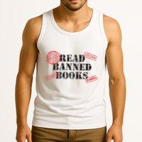 Read Banned Books Book Lovers Reading Teacher Librarian Warn Tank Top