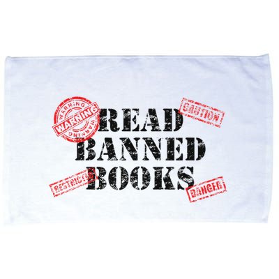 Read Banned Books Book Lovers Reading Teacher Librarian Warn Microfiber Hand Towel