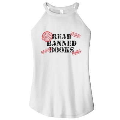 Read Banned Books Book Lovers Reading Teacher Librarian Warn Women's Perfect Tri Rocker Tank