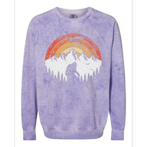 Retro Bigfoot Believer Silhouette Sasquatch Hide And Seek Colorblast Crewneck Sweatshirt