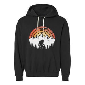 Retro Bigfoot Believer Silhouette Sasquatch Hide And Seek Garment-Dyed Fleece Hoodie