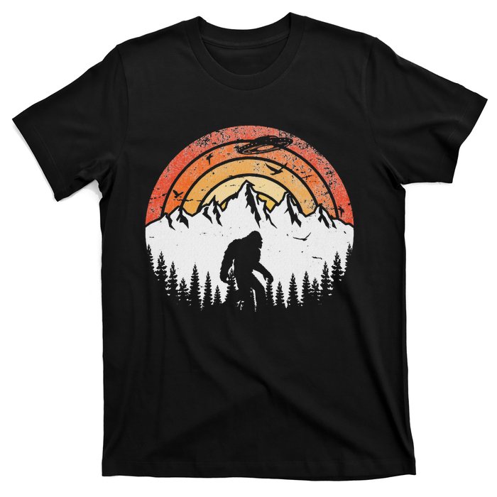 Retro Bigfoot Believer Silhouette Sasquatch Hide And Seek T-Shirt