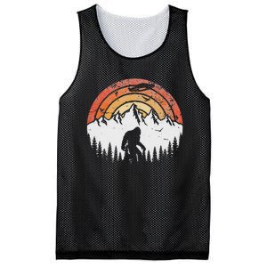 Retro Bigfoot Believer Silhouette Sasquatch Hide And Seek Mesh Reversible Basketball Jersey Tank