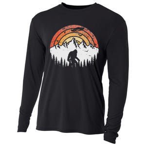 Retro Bigfoot Believer Silhouette Sasquatch Hide And Seek Cooling Performance Long Sleeve Crew