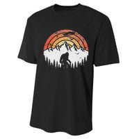 Retro Bigfoot Believer Silhouette Sasquatch Hide And Seek Performance Sprint T-Shirt