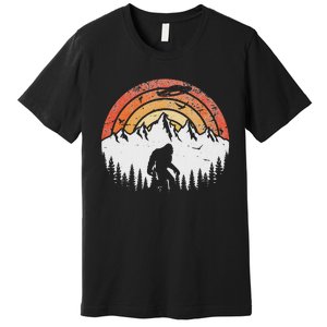 Retro Bigfoot Believer Silhouette Sasquatch Hide And Seek Premium T-Shirt