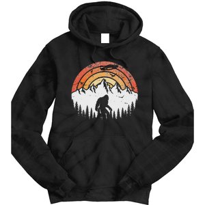 Retro Bigfoot Believer Silhouette Sasquatch Hide And Seek Tie Dye Hoodie