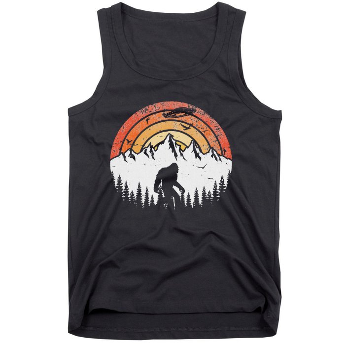 Retro Bigfoot Believer Silhouette Sasquatch Hide And Seek Tank Top