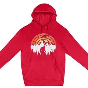 Retro Bigfoot Believer Silhouette Sasquatch Hide And Seek Premium Pullover Hoodie