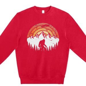 Retro Bigfoot Believer Silhouette Sasquatch Hide And Seek Premium Crewneck Sweatshirt