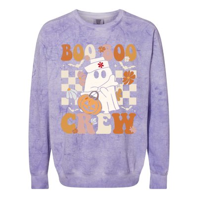 Retro Boo Boo Crew Halloween Nurse Ghost Paramedic Emt Ems Gift Colorblast Crewneck Sweatshirt