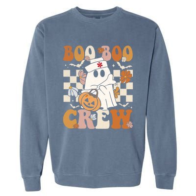 Retro Boo Boo Crew Halloween Nurse Ghost Paramedic Emt Ems Gift Garment-Dyed Sweatshirt