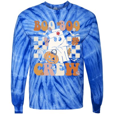 Retro Boo Boo Crew Halloween Nurse Ghost Paramedic Emt Ems Gift Tie-Dye Long Sleeve Shirt