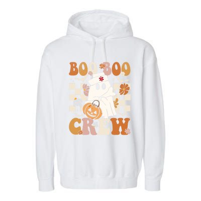 Retro Boo Boo Crew Halloween Nurse Ghost Paramedic Emt Ems Gift Garment-Dyed Fleece Hoodie