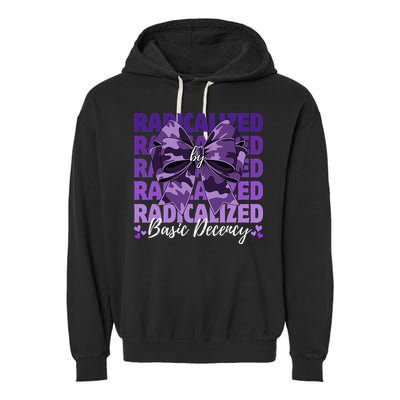 Radicalized By Basic Decency Coquette Bow For Women Garment-Dyed Fleece Hoodie