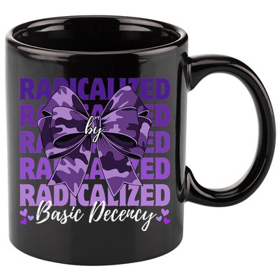 Radicalized By Basic Decency Coquette Bow For Women 11oz C Handle Ceramic Mug