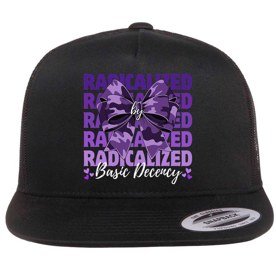 Radicalized By Basic Decency Coquette Bow For Women Flat Bill Trucker Hat