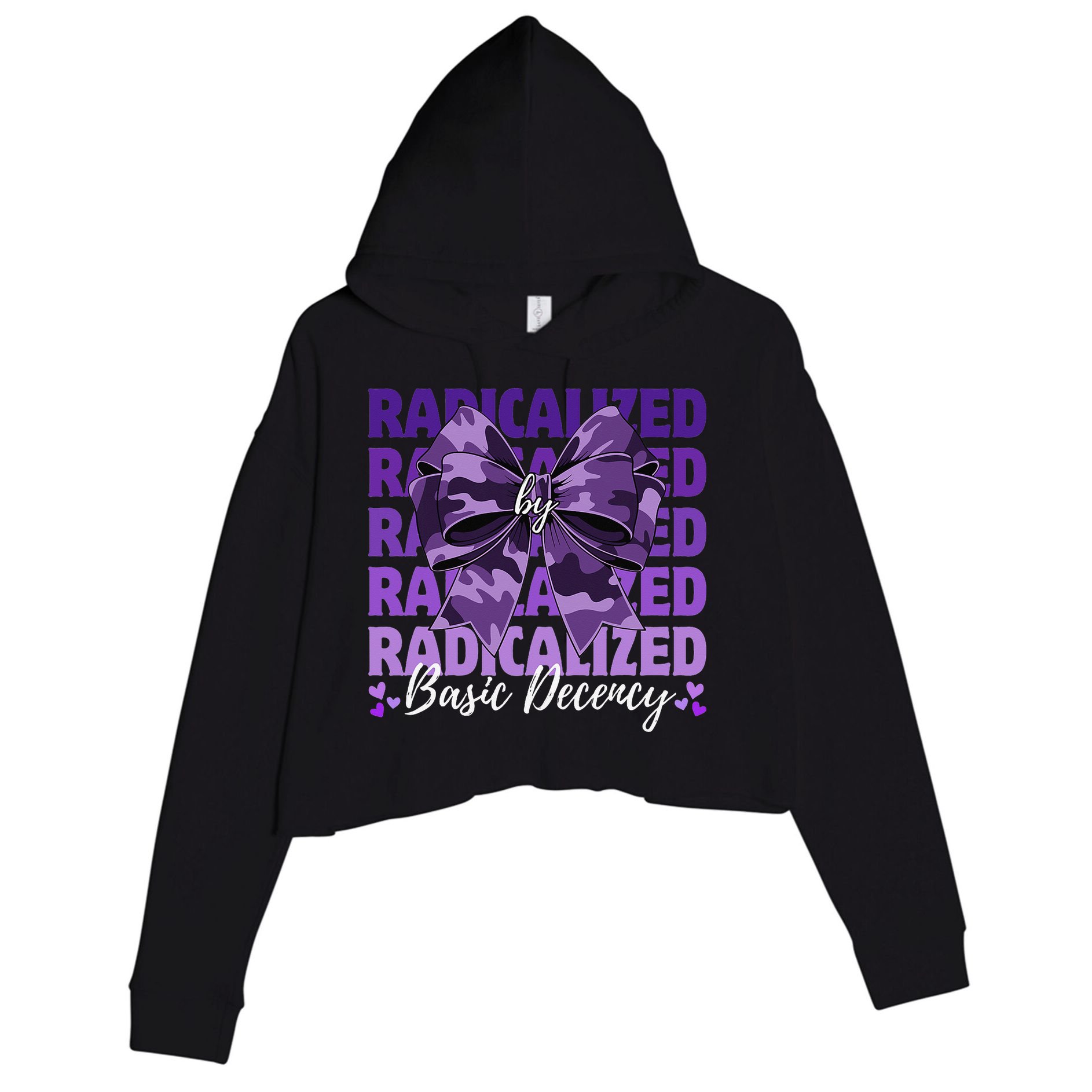Radicalized By Basic Decency Coquette Bow For Women Crop Fleece Hoodie