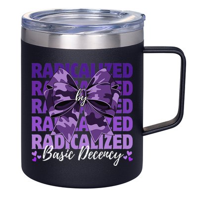 Radicalized By Basic Decency Coquette Bow For Women 12oz Stainless Steel Coffee Mug