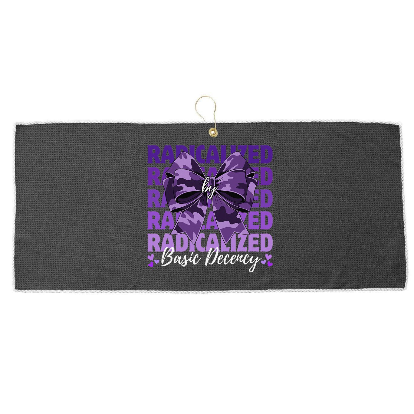 Radicalized By Basic Decency Coquette Bow For Women Large Microfiber Waffle Golf Towel