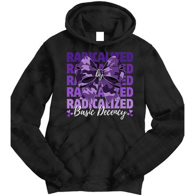 Radicalized By Basic Decency Coquette Bow For Women Tie Dye Hoodie