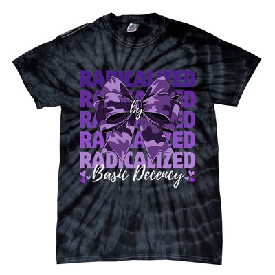 Radicalized By Basic Decency Coquette Bow For Women Tie-Dye T-Shirt