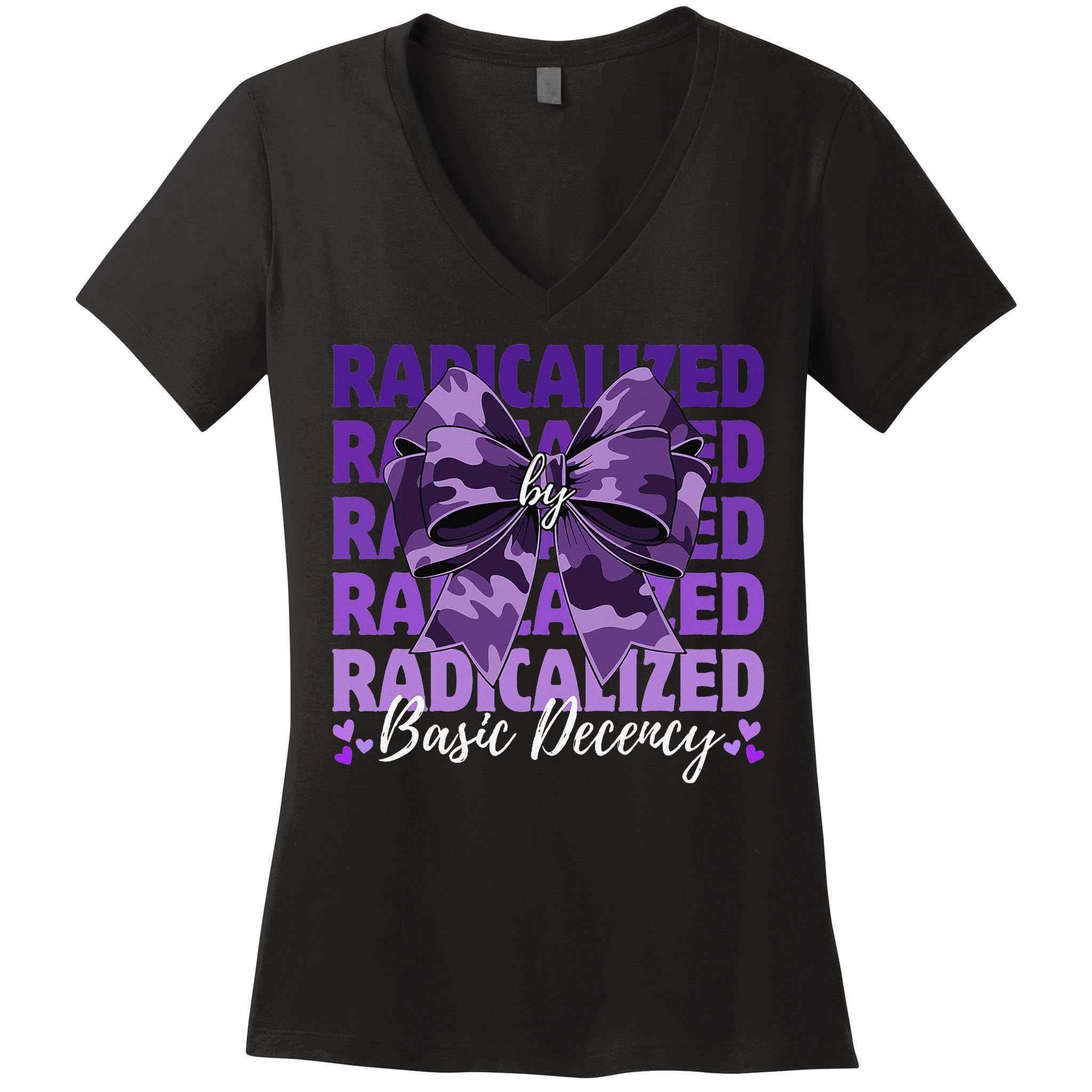Radicalized By Basic Decency Coquette Bow For Women Women's V-Neck T-Shirt