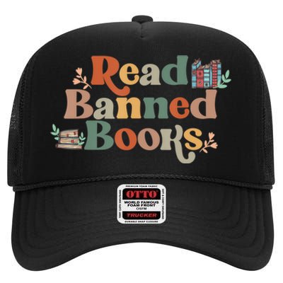 Read Banned Book, Retro Bookaholic, Book Lover High Crown Mesh Back Trucker Hat