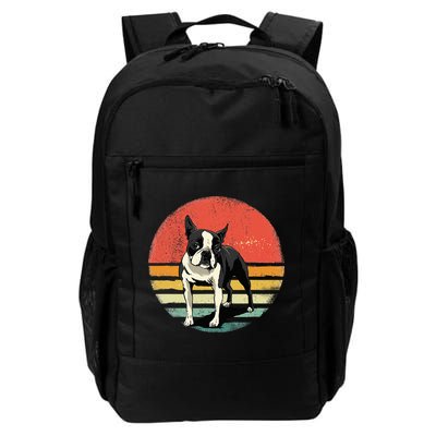 Retro Boston Bull Terrier Dog Puppy Boston Terrier Dad Mom Daily Commute Backpack