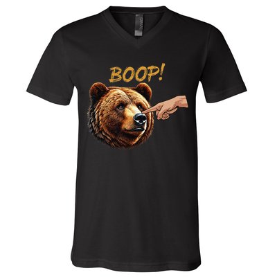Retro Boop Bear Nose Boop Funny V-Neck T-Shirt