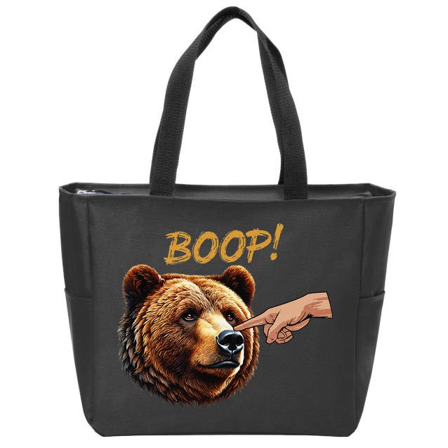Retro Boop Bear Nose Boop Funny Zip Tote Bag