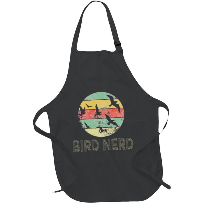 Retro Birding Bird Watching Nerd Funny Bird Watcher Full-Length Apron With Pockets