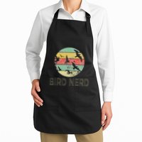 Retro Birding Bird Watching Nerd Funny Bird Watcher Full-Length Apron With Pockets