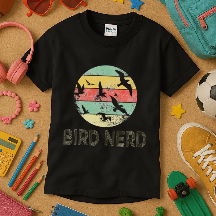 Retro Birding Bird Watching Nerd Funny Bird Watcher Kids T-Shirt