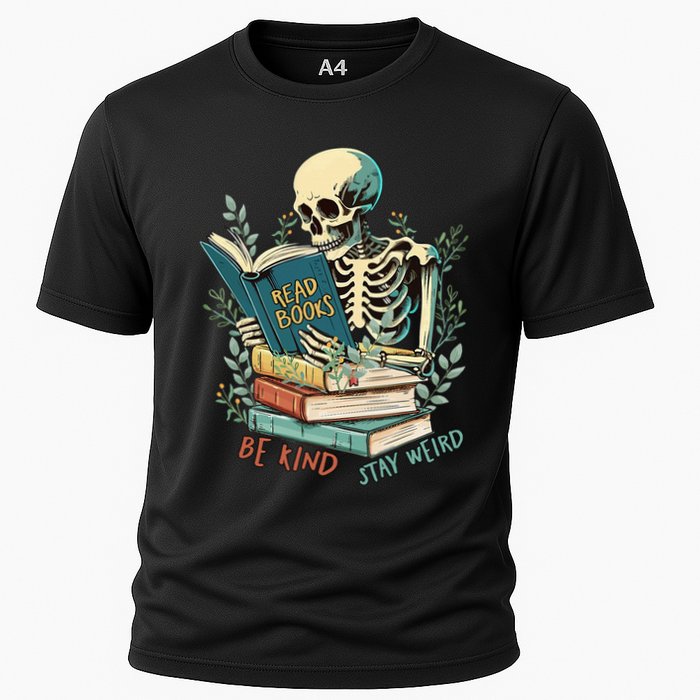 Read Books Be Kind Stay Weird Funny Skeleton Book Lover Cooling Performance Crew T-Shirt