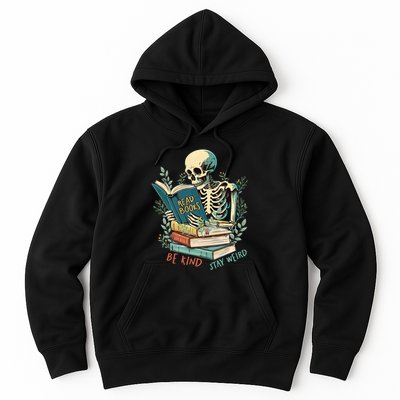 Read Books Be Kind Stay Weird Funny Skeleton Book Lover Hoodie