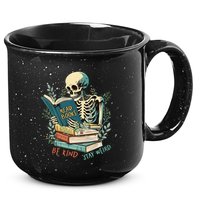 Read Books Be Kind Stay Weird Funny Skeleton Book Lover 15oz Campfire Ceramic Mug