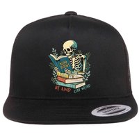 Read Books Be Kind Stay Weird Funny Skeleton Book Lover Flat Bill Trucker Hat