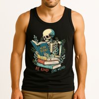 Read Books Be Kind Stay Weird Funny Skeleton Book Lover Tank Top