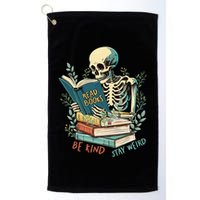 Read Books Be Kind Stay Weird Funny Skeleton Book Lover Golf Towel