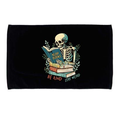 Read Books Be Kind Stay Weird Funny Skeleton Book Lover Microfiber Hand Towel