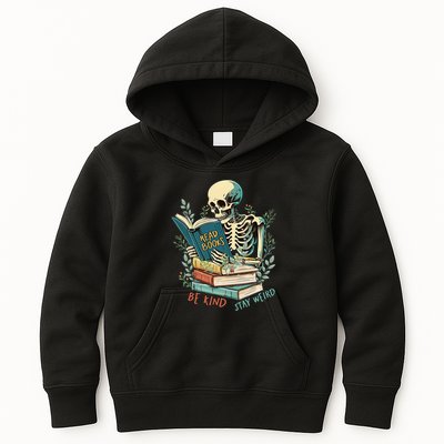 Read Books Be Kind Stay Weird Funny Skeleton Book Lover Kids Hoodie