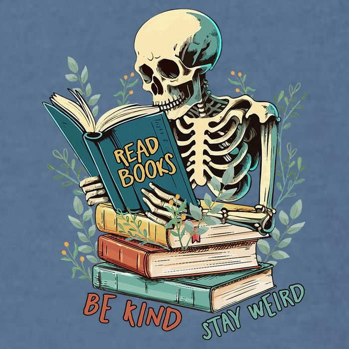 Read Books Be Kind Stay Weird Funny Skeleton Book Lover Garment-Dyed Sweatshirt