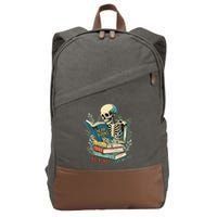 Read Books Be Kind Stay Weird Funny Skeleton Book Lover Cotton Canvas Backpack