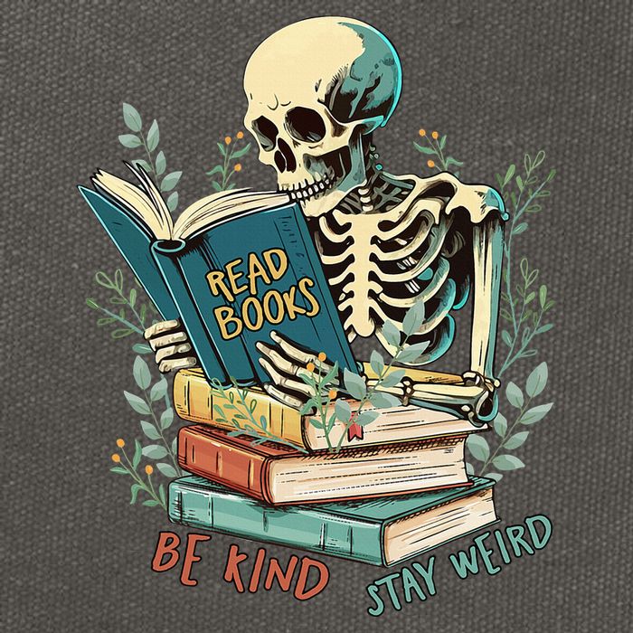 Read Books Be Kind Stay Weird Funny Skeleton Book Lover Cotton Canvas Backpack