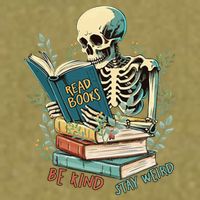 Read Books Be Kind Stay Weird Funny Skeleton Book Lover Garment-Dyed Women's Muscle Tee
