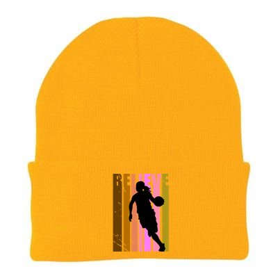 Retro Believe Basketball Player Team Coach Coaching Gift Knit Cap Winter Beanie