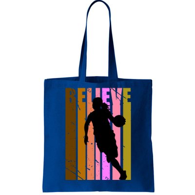 Retro Believe Basketball Player Team Coach Coaching Gift Tote Bag