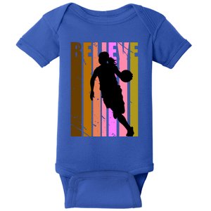 Retro Believe Basketball Player Team Coach Coaching Gift Baby Bodysuit