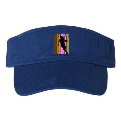 Retro Believe Basketball Player Team Coach Coaching Gift Valucap Bio-Washed Visor